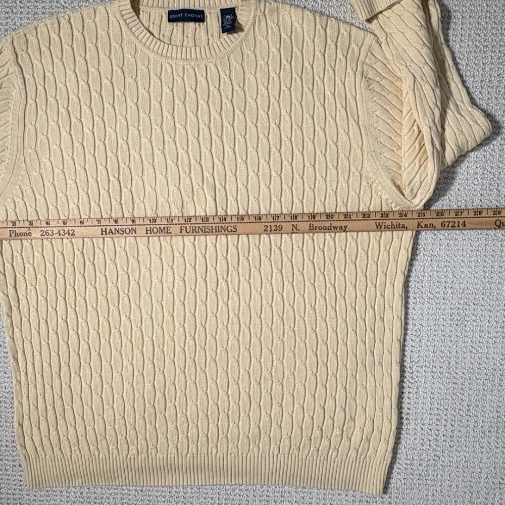 Grant Thomas Mens XL Cable Knit Old Money Sweater Tennis Preppy Academia Layers - Picture 5 of 6